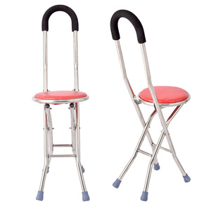 Four <b>Legged</b> Cane <b>Stool</b> Folding Stainless Steel Seat Walking Stick Assistive Device - Product Image 2