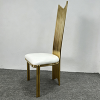 Chaises empilables commerciales en acier inoxydable doré à dossier haut avec coussin blanc pour événements et mariages (vente en gros)