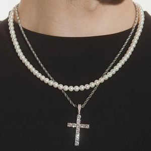 Pendentif croix RTS Fashion en argent plaqué or blanc avec moissanite D VVS pour femmes et hommes - Product Image 6