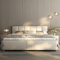 Juego de Muebles de Dormitorio de Primera Calidad, Moderno y Lujoso, con Estructura de Madera, Amplio Espacio de Almacenamiento, Cama de Cuero Suave y Elegante