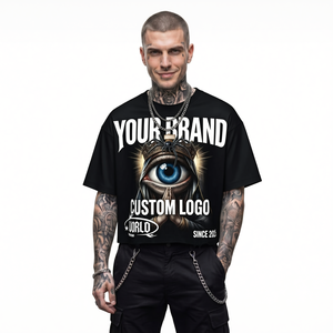 Oversized T-Shirt Men 240 GSM 100% Cotton Drop Shoulder Streetwear <b>Hip</b> Hop Custom Print Vintage Blank Heavyweight Men's T-Shirts - Product Image 2