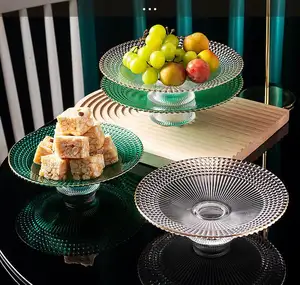 Grande <span class=keywords><strong>assiette</strong></span> à fruits en verre écologique transparente, <span class=keywords><strong>assiette</strong></span> de service <span class=keywords><strong>décorative</strong></span> sur <span class=keywords><strong>pied</strong></span> <span class=keywords><strong>pour</strong></span> gâteau, dessert, salade - Product Image 1