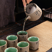 Service à thé en céramique japonais rétro de 200 ml, théière en porcelaine écologique anti-brûlure pour café et boissons