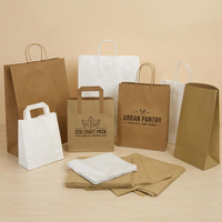 Sacs cadeaux en papier biodégradable à fond carré, sacs en papier kraft brun