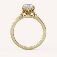 Bague de fiançailles solitaire à quatre griffes en or massif 14K/18K avec diamant de laboratoire émeraude 2 carats à tige fendue, certifiée IGI CVD/HPHT, personnalisable