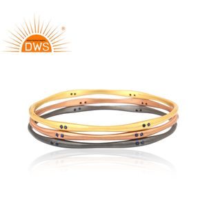 Conjunto de brazalete de piedras preciosas de zafiro azul indio hecho a mano chapado en oro 925 brazalete de plata fabricante de joyas colección Vintage - Product Image 3