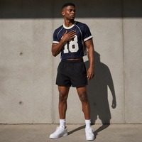 Camiseta Deportiva Personalizada de Fútbol para Hombre, con Pedrería Bordada, de Malla de Poliéster de Secado Rápido y Corte Holgado