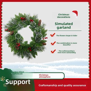 Guirlande <span class=keywords><strong>de</strong></span> Noël moderne personnalisée, fleurs artificielles, vigne verte, décorations suspendues pour porte et fenêtre, alimentées par batterie au lithium, pour centres commerciaux et hôtels - Product Image 5