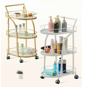 Carrito de manicura dorado carrito de peluquero rodante con ruedas MARCO DE Metal muebles impermeables de alta calidad carrito de Salón al por mayor - Product Image 1