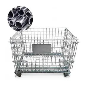 Grand conteneur pliable en métal Cage de stockage personnalisée de cage de stockage portable en acier métallique