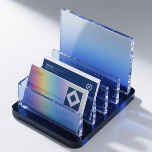 ที่ใส่นามบัตรแบบกำหนดเองแนวตั้งสำหรับแสดงบนโต๊ะกล่องเก็บนามบัตรอะคริลิกใสช่องเสียบการ์ด2ช่อง - Product Image 1