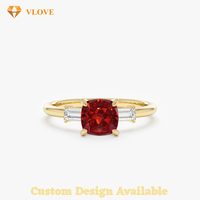 Bagues de fiançailles en rubis sang de pigeon, bague en diamant cultivé en laboratoire, bague de fiançailles en rubis en or massif 9k, or 14k