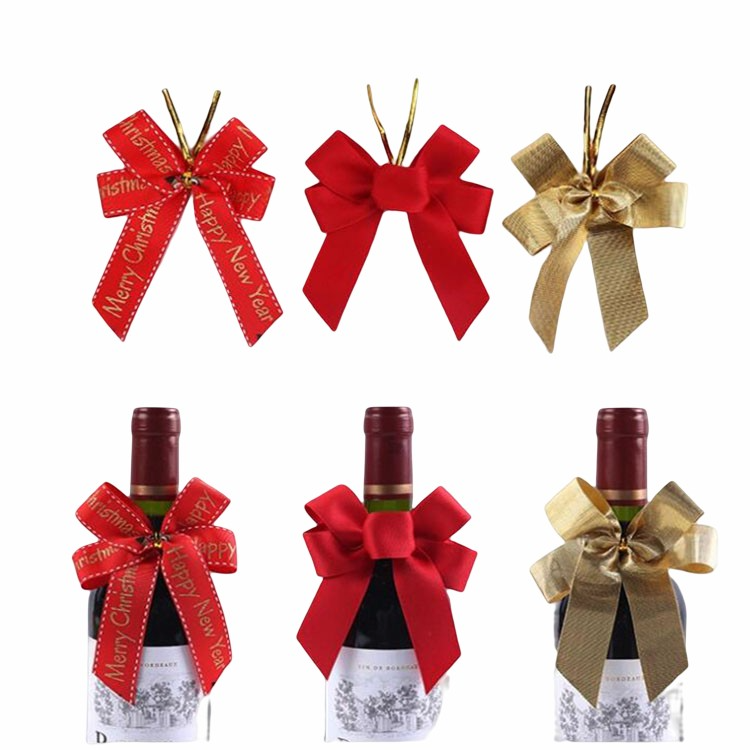 Рождественский подарок, эластичный Подарочный бант с эластичной петлей, атласная лента, предварительно изготовленный бант для упаковки подарков