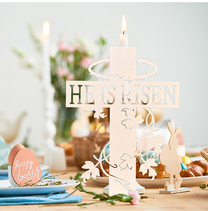 โต๊ะไม้กางเขนไม้ว่างเปล่าสุดสร้างสรรค์ใหม่2026เขาได้รับการตกแต่งอีสเตอร์ - Product Image 1