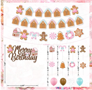 Décorations <span class=keywords><strong>de</strong></span> fête d'anniversaire sur le thème <span class=keywords><strong>de</strong></span> Noël : Bannière Joyeux Anniversaire, Guirlande, Décoration <span class=keywords><strong>de</strong></span> gâteau, Ballons en latex à l'hélium imprimés flocons <span class=keywords><strong>de</strong></span> neige - Product Image 4