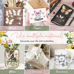 High Quality Butterfly Rub Transfers <b>Stickers</b> 12 Sheets Vintage Butterflies Floral <b>Decals</b> Crafts UV Anti-Uv Eco-Friendly - Product Image 4