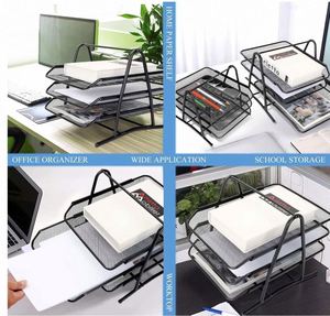 Office Supplies 3 Tier Tray Metal Mesh Document Rack <b>File</b> Holder Letter Tray - Product Image 6