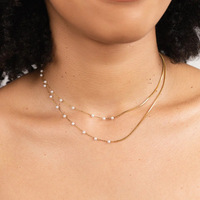 Collier vintage double rang de perles coquillages pour femme, en acier inoxydable plaqué or 18 carats, bijoux étanches, vente en gros