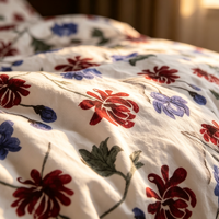 Parure de lit en microfibre à motifs floraux, surplus de stock en gros, linge de lit en vrac, faible MOQ, liquidation, surplus de stock pour marché à prix réduits