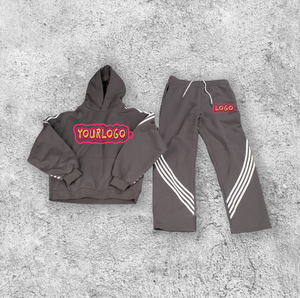 Sudaderas con capucha con cremallera y bordado con apliques pesados, Pantalones rectos, chándal para hombre, logotipo bordado con apliques personalizados, estampado de rizo 100%, otoño - Product Image 5