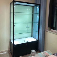 Günstige Aluminium-Glasvitrine für Einzelhandelsgeschäfte Wandmontierte Glasvitrine mit Beleuchtung