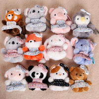 Peluche ours floral adorable de style assis avec jupe, en coton PP et tissu polyester, pendentif de sac pingouin