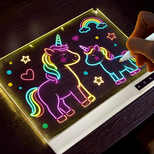 Tableau effaçable lumineux en acrylique avec support et stylo, décoration intérieure pour chambre, magasin, restaurant, tableau de dessin LED pour enfants - Product Image 3