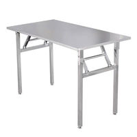 Table de camping pliable en acier inoxydable rectangulaire petite et portable pour pique-nique en plein air, restauration, cuisine à domicile, utilisation latérale