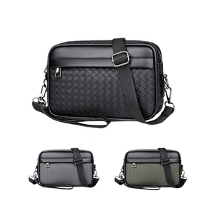 新款潮流<span class=keywords><strong>PU</strong></span>皮革防盗防水肩包男士商务斜挎包带定制标志 - Product Image 1