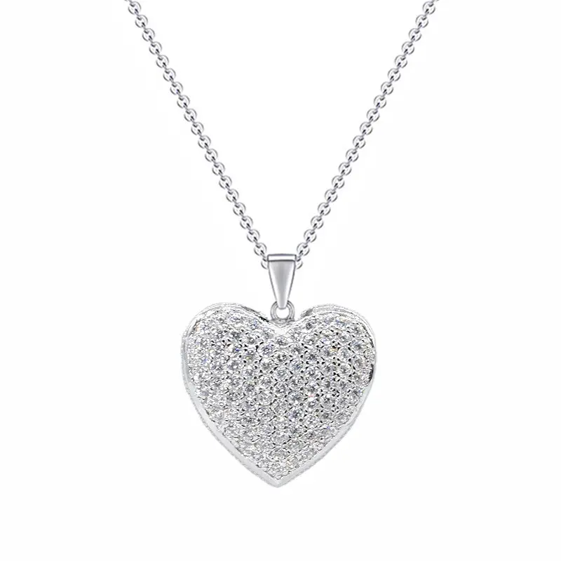 Play Boy Girl Full Gemstone Iced Out Crystal 925 Silver Jewelry Yellow Gold Disc Pendant, Heart Shape Pendant, Women Accessories