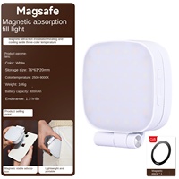 Mini lampe de remplissage pliable rechargeable 3 modes réglable à 180 ° et miroir intégré magnétique pour téléphone portable Selfie Ring LED Light