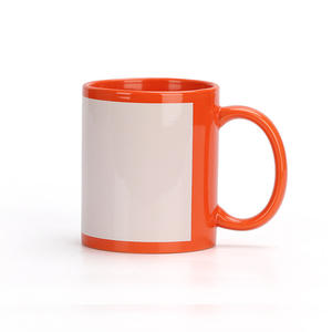 GZYSL Sublimación Recubierto Polímero Parche negro Tazas Esmalte interior Color 11oz Taza de cerámica con parche blanco Taza de sublimación a todo color - Product Image 2