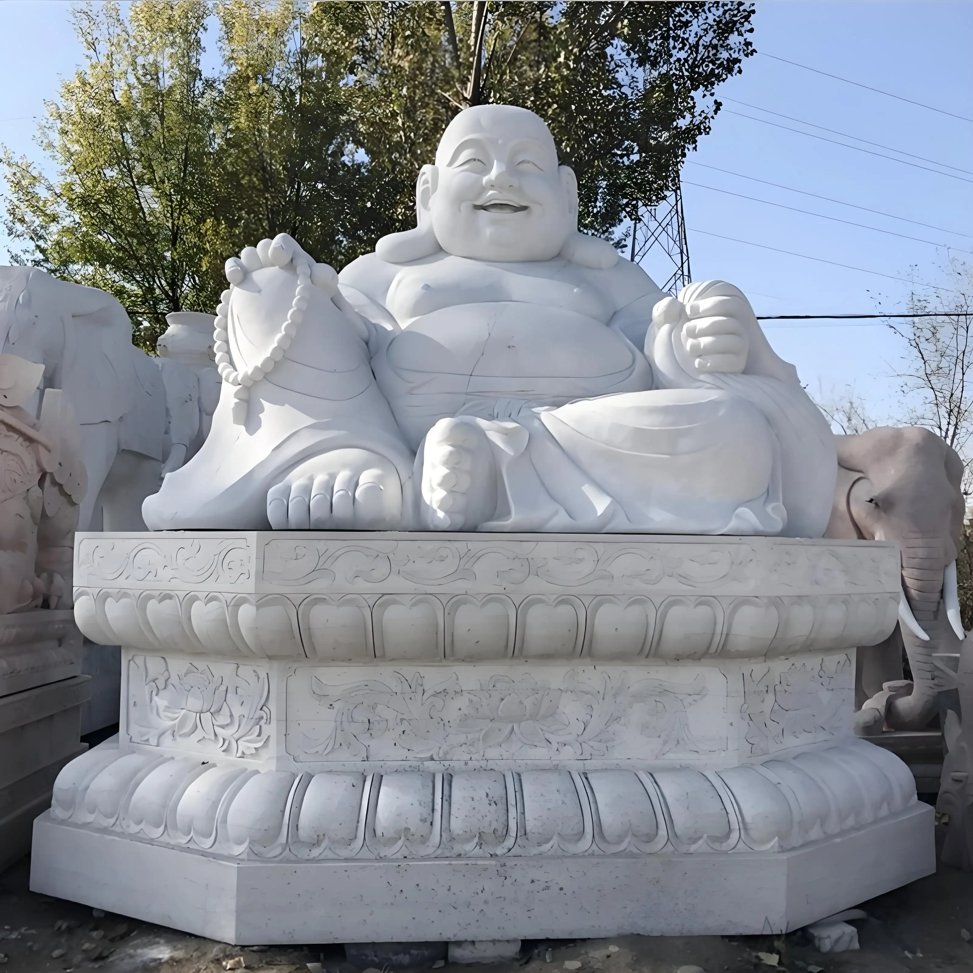 Lucky Lotus Home Decoratie Lord Buddha Standbeeld Burmese Lachende Stenen Boeddha Beeldje Beelden