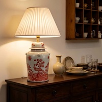Lampe de table en céramique Chinoiserie, décoration artistique, phénix rouge, pot à gingembre, lampe en porcelaine pour chambre à coucher, décoration intérieure
