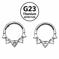 Boucles d'oreilles créoles pendantes en titane ASTM F136 avec zircon cubique, anneaux articulés pour piercing d'oreille, hélix, cartilage, tragus, style empilable pour usage quotidien