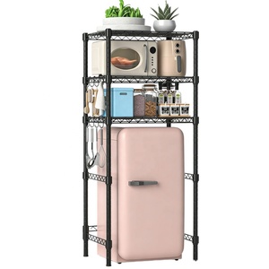 Étagère de rangement de cuisine en métal à 3 niveaux réglable, organisateur à poser sur le réfrigérateur avec crochets, support <span class=keywords><strong>pour</strong></span> <span class=keywords><strong>micro</strong></span>-ondes <span class=keywords><strong>et</strong></span> étagère <span class=keywords><strong>pour</strong></span> <span class=keywords><strong>mini</strong></span>-réfrigérateur - Product Image 1