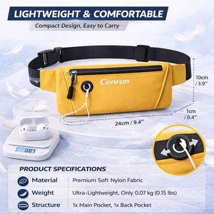 Sac banane unisexe réglable pour sports de plein air, en tissu Oxford durable, forme tonneau, résistant à l'eau, avec fermeture éclair, pour téléphone portable - Product Image 3
