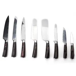 High Quality DAMASCUS STEEL Knife Set Rustless Black Handle Chef Kitchen Knife Set