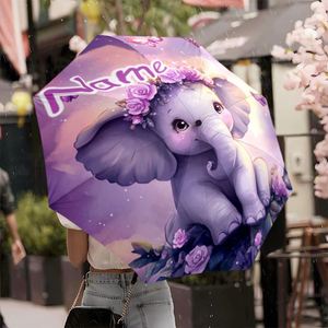 1 Parapluie Pliant Personnalisé avec Nom d'Éléphant Mignon, Sans Minimum de Commande, Cadeau Floral Personnalisé, Impression UV, Commande Unique - Product Image 2