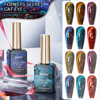 JTING Collection de Gels Effet Œil de Chat 6 Couleurs Flower Secret, Graphiques Magnétiques, Effet Fort, Paillettes Réfléchissantes, Vernis à Ongles Gel Effet Œil de Chat