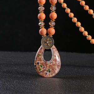 Ethnische retro lange kette perlen kristall glasperlen vielseitiger schmuck anhänger halskette wassertropfen charme halskette - Product Image 6