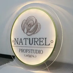 EZD Free Design Customized Round Acrylic Logo Sign Shop Sign For Salon Bar Nail Beauty Hair Salon mirror gold Sign Salon