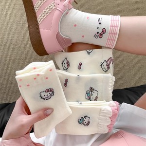 Kitty Cat Mid-Calf Socks Women Breathable Sweat-Absorbing Polyester Regular Casual Style - Product Image 2