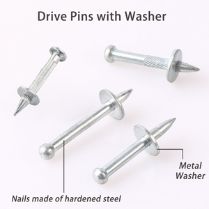 Clous à béton à actionnement par poudre, tête de 5,7 mm, tige lisse de 3,7 mm, plaqués zinc, rouges, Hit NK32, avec rondelle métallique - Product Image 2