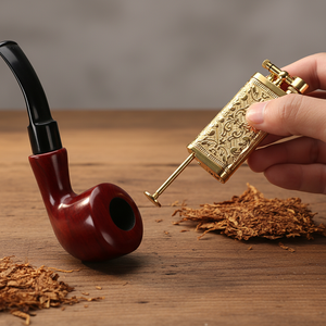 Encendedor de Cigarrillos JIFENG JF-122 de Estilo Clásico Vintage, con Relieve Tangcao, de Aleación de Zinc, Llama Suave, con Caja de Regalo para Pipa - Product Image 4