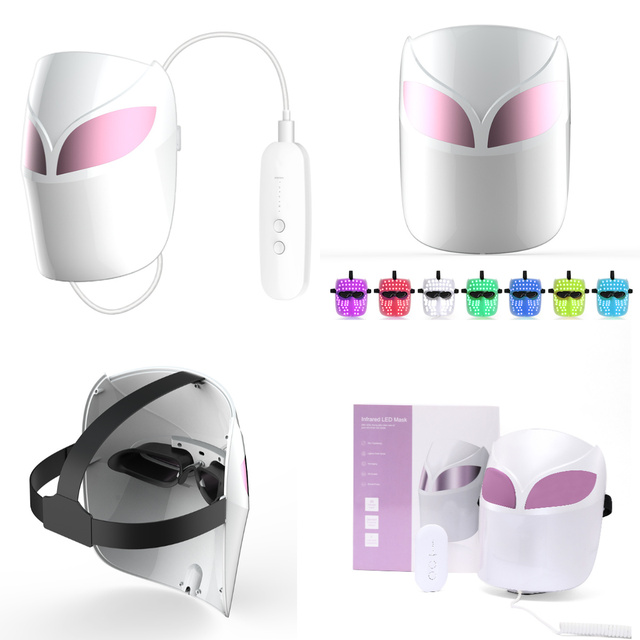 Private Label Red Light Therapy Rejuvenation Wireless Voice Guide LED Facial Mask Infrared 8 Colors Led Mask for Healthy Skin