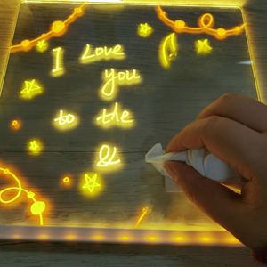 7 Color LED Drawing Pad Light-Up Acrylic <b>Message</b> <b>Board</b> with Luminous Stand for Home Desk Dry Erase <b>Board</b> - Product Image 3