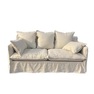 Canapé trois places moderne et simple en tissu coton-lin pour villa et atelier, couleur personnalisable, design extensible et démontable - Product Image 1