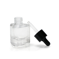 Pipette OEM pour emballage cosmétique, flacon compte-gouttes en verre transparent à épaule plate pour huile essentielle et sérum, 15 ml