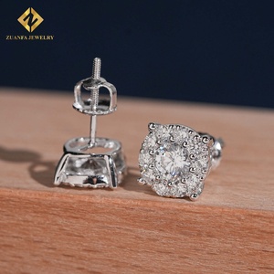 Classic Fashion Popular 8.8mm Round Stone <b>Stud</b> <b>Earrings</b> Lab Grown Diamond 925 <b>Silver</b> Plated Round <b>Stud</b> <b>Earrings</b> Screw Back - Product Image 1